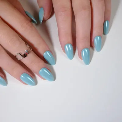 Teal press-on nails